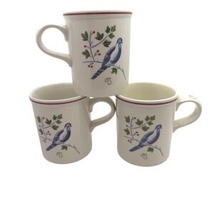 Johnson Brothers 12 Days of Christmas Mugs Set 3 England Bird Coffee Cups Vtg